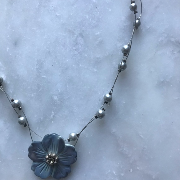 Vintage Blue Hue Pearl Detail Necklace - Picture 4 of 6